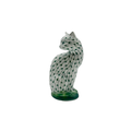 Andrea by Sadek Herend Style Green Fishnet Porcelain Cat Figurine
