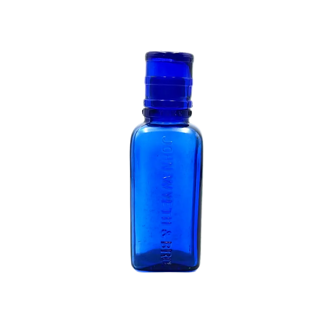 Antique Cobalt Blue John Wyeth & Bro Medicine Bottle with Dose Cap