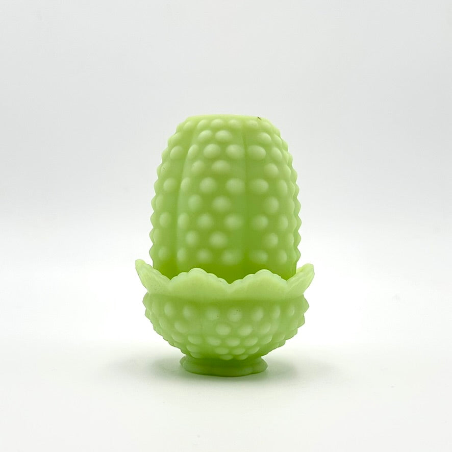 Fenton Lime Green Custard Hobnail Fairy Lamp