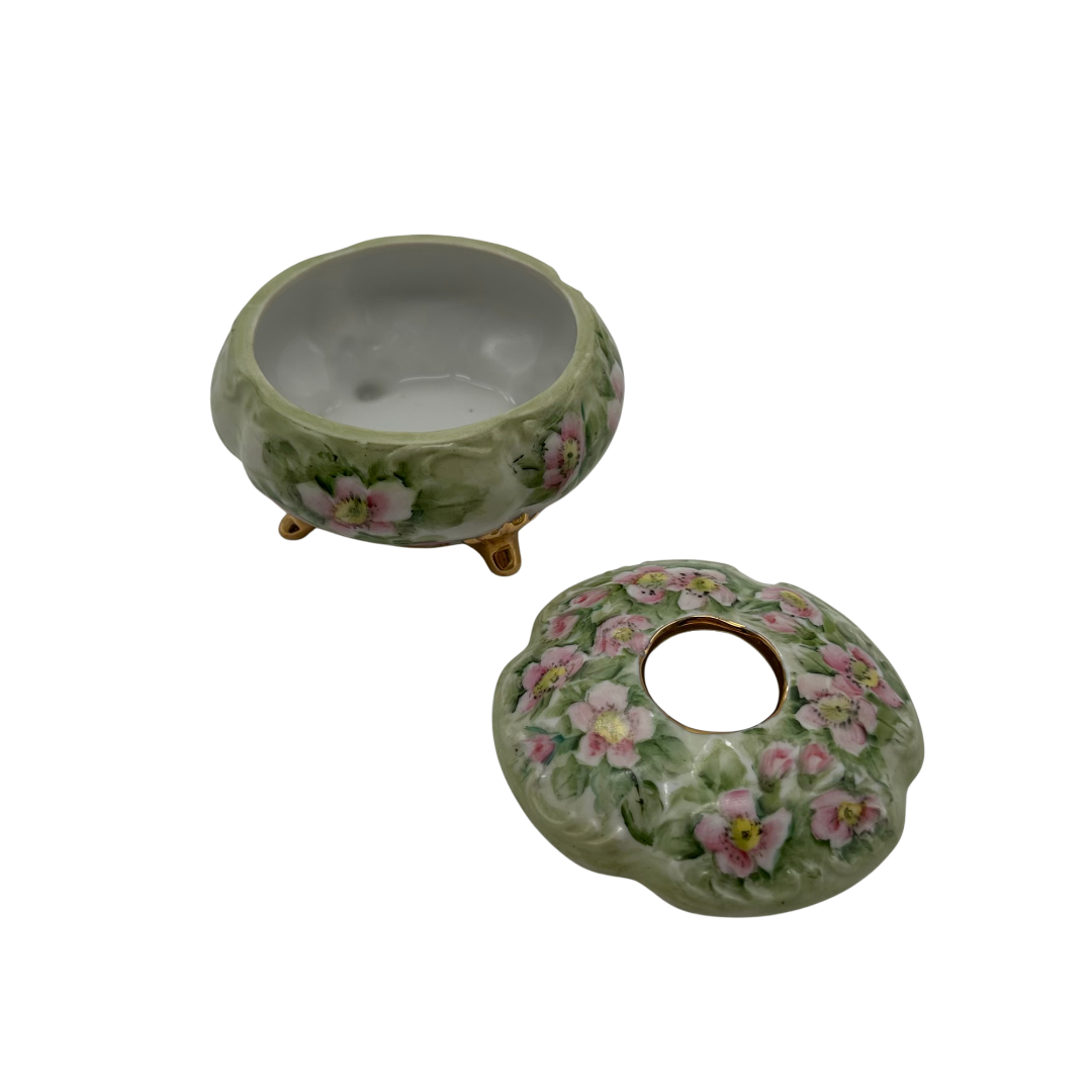 Vintage Hand-Painted Porcelain Hair Receiver