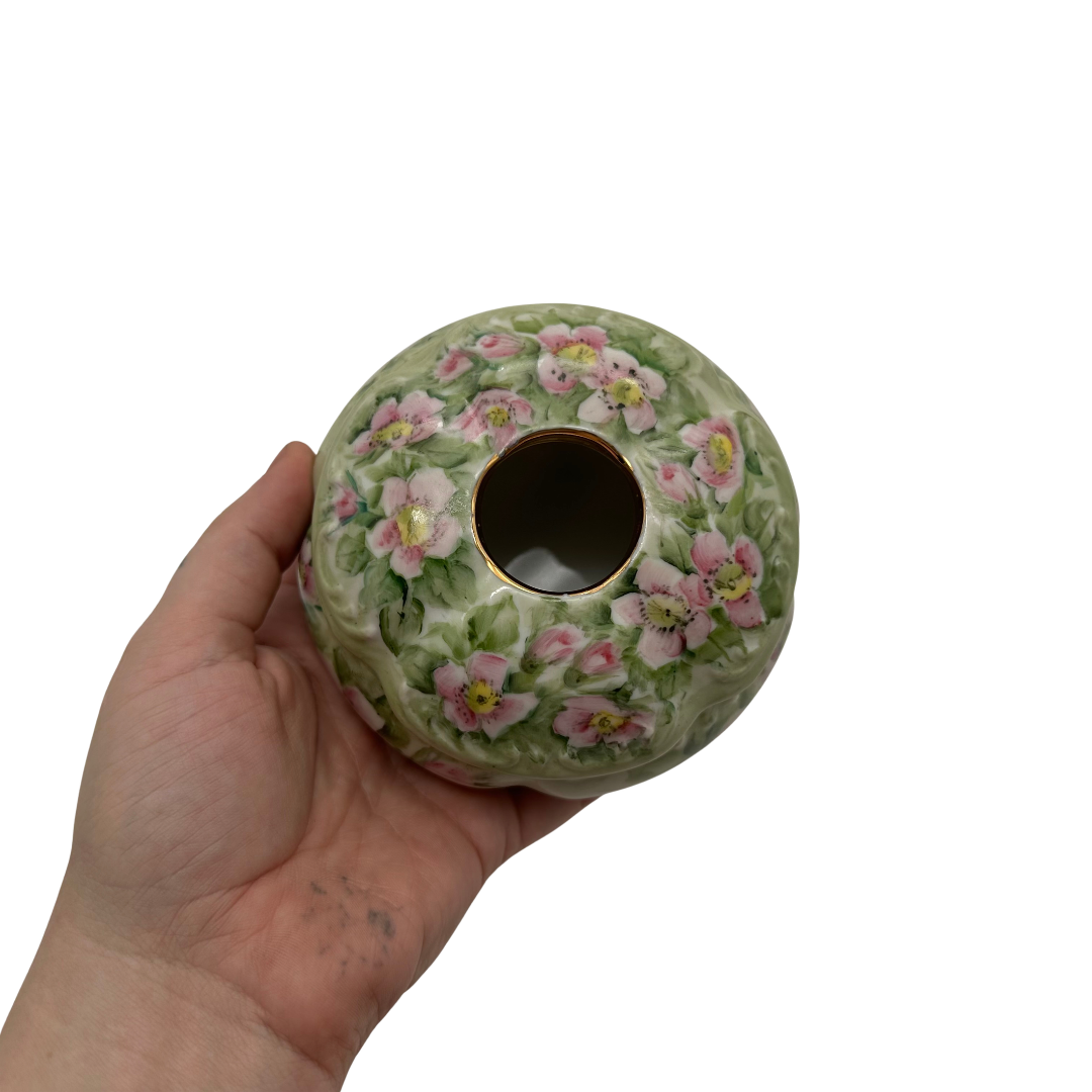Vintage Hand-Painted Porcelain Hair Receiver