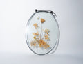 Vintage Pressed Flower Glass Wall Hanging Oval Botanical Suncatcher
