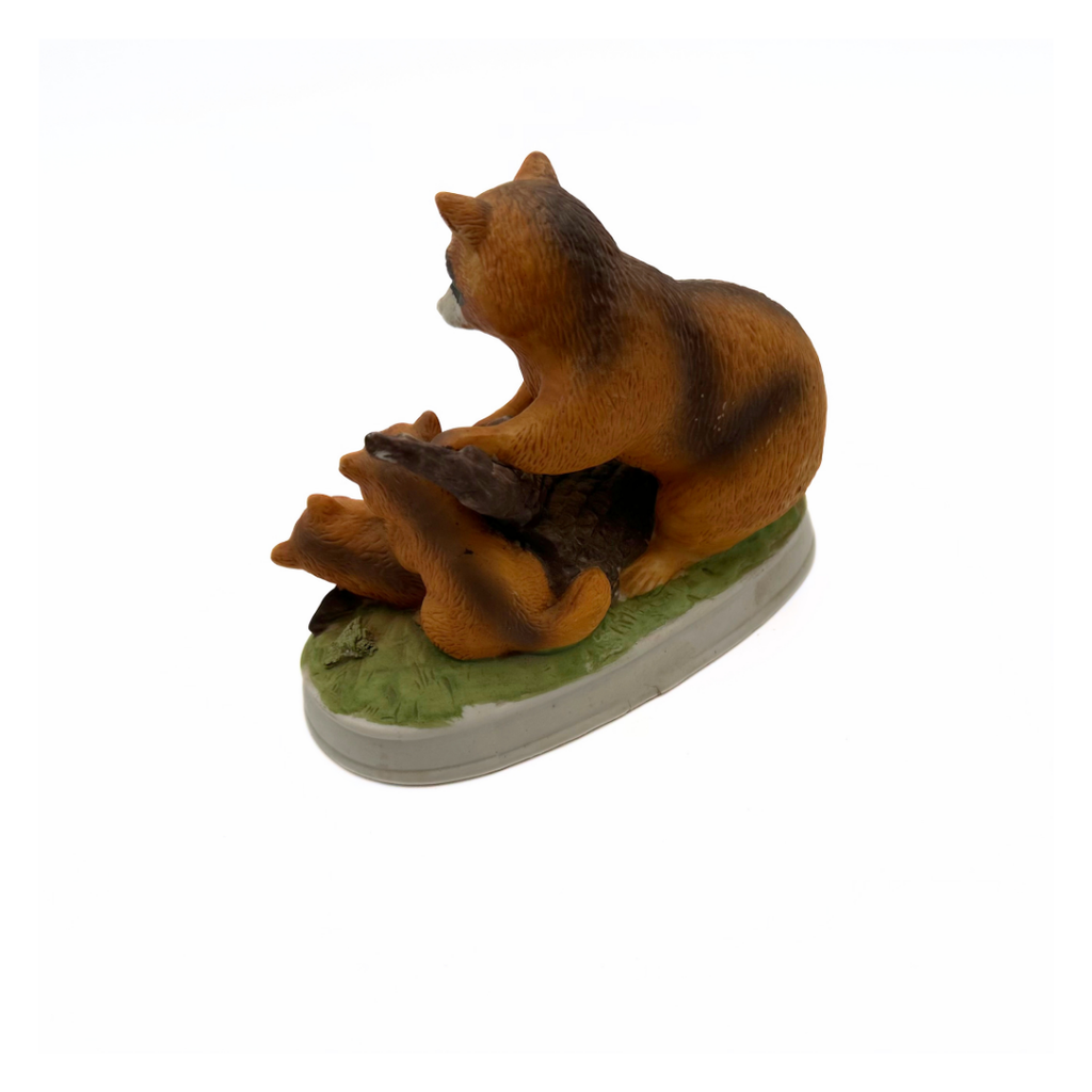 Bisque Porcelain Raccoon Family Figurine