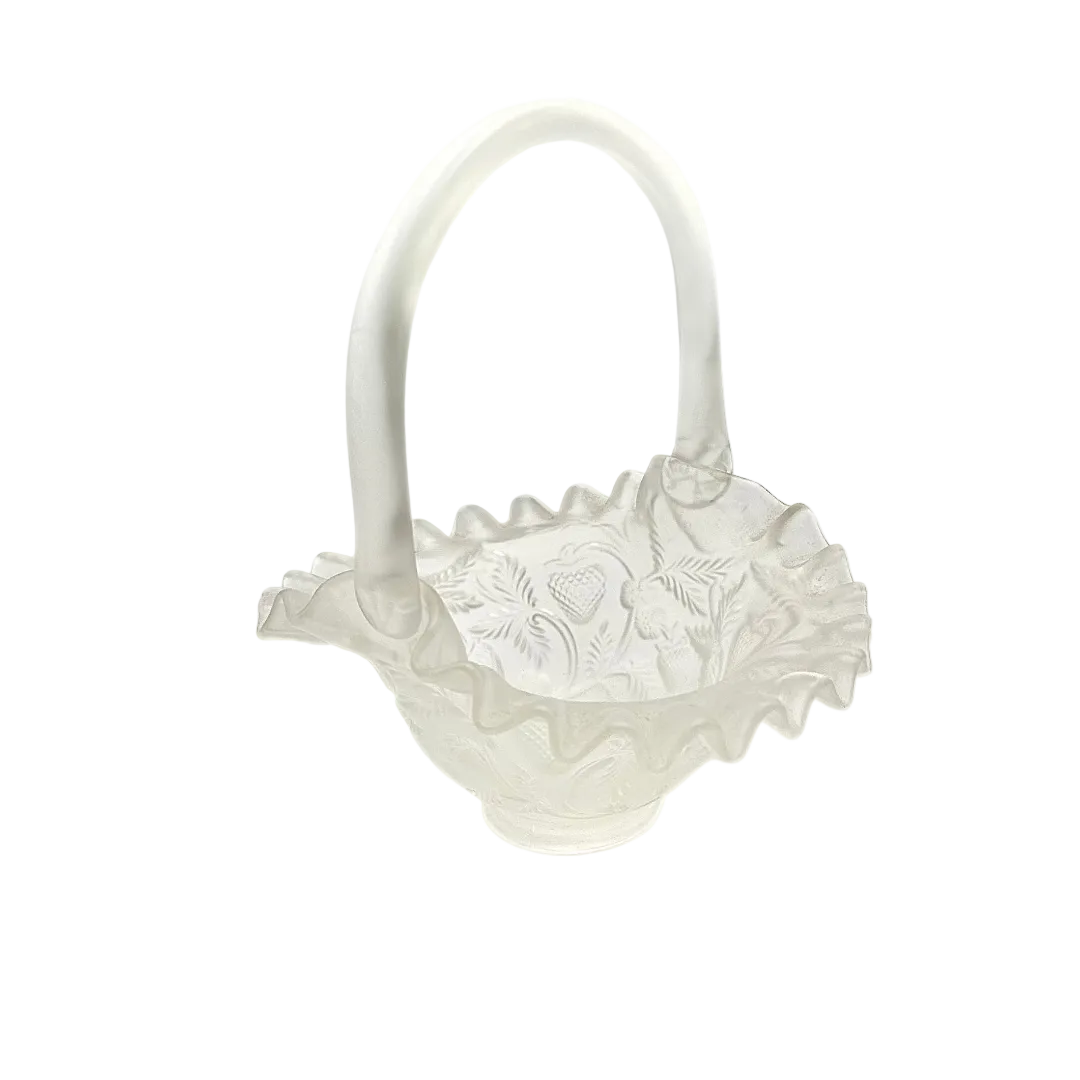 Fenton Satin Glass Strawberry Basket