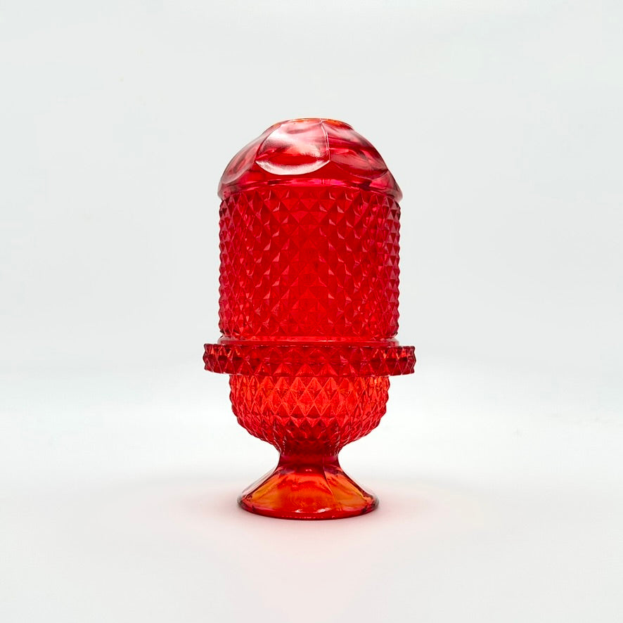 Viking Glass Ruby Red Diamond Point Fairy Lamp