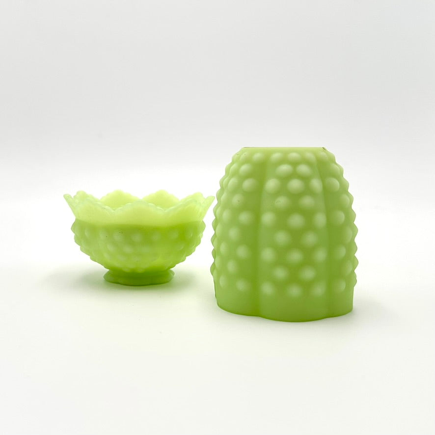 Fenton Lime Green Custard Hobnail Fairy Lamp