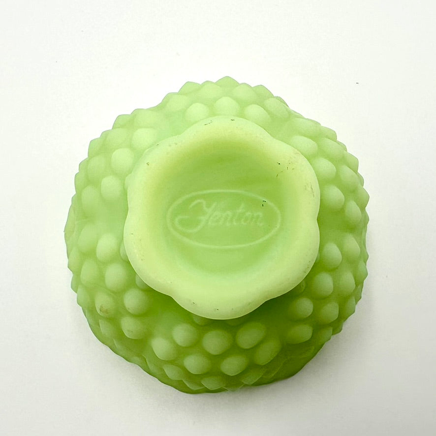 Fenton Lime Green Custard Hobnail Fairy Lamp