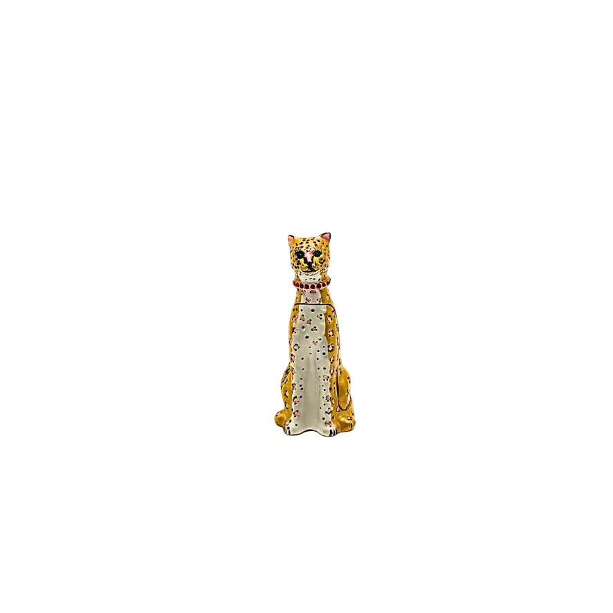 Limoges Style Cheetah Trinket Box