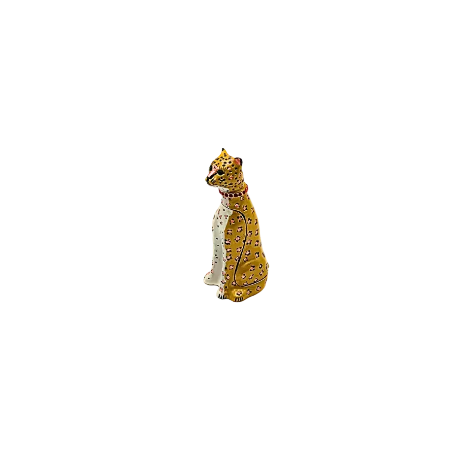 Limoges Style Cheetah Trinket Box