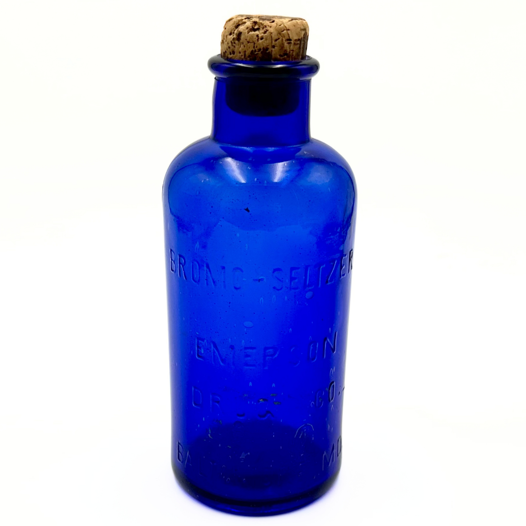 Antique Bromo Seltzer Cobalt Blue Glass Bottle