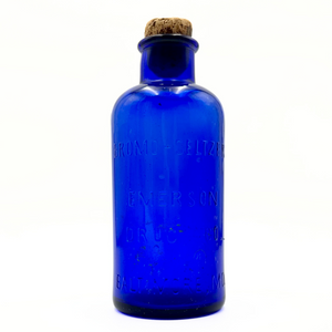 Antique Bromo Seltzer Cobalt Blue Glass Bottle