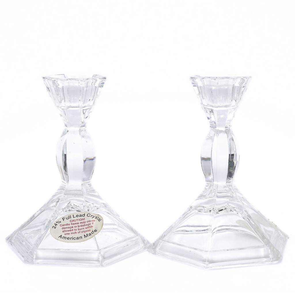 American 24% Lead Crystal Candlesticks