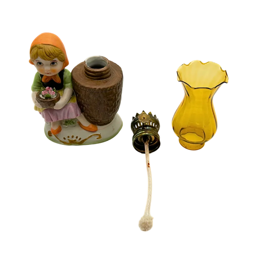 Hummel Inspired Girl Miniature Oil Lamp