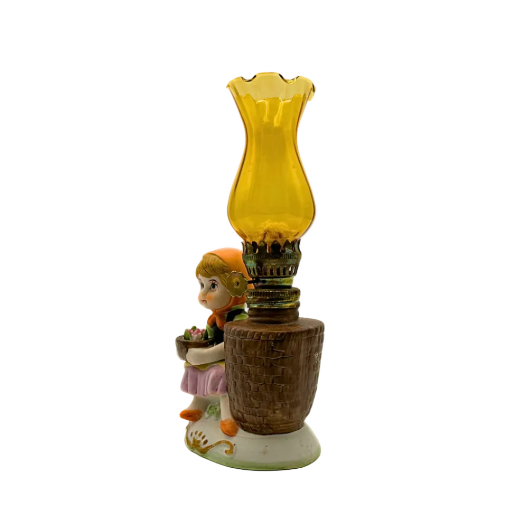 Hummel Inspired Girl Miniature Oil Lamp