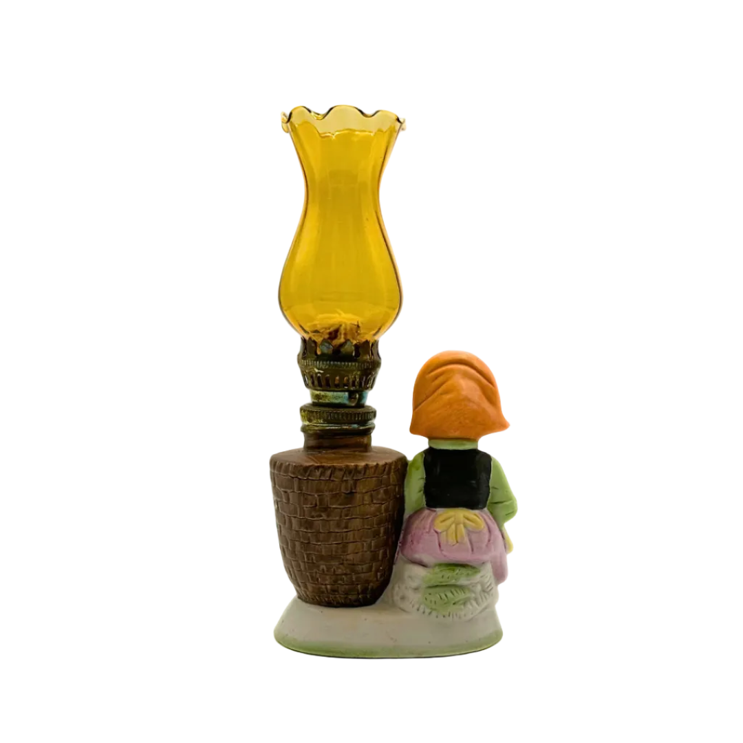 Hummel Inspired Girl Miniature Oil Lamp