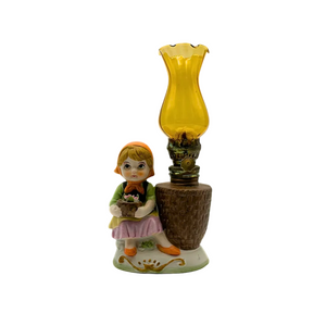 Hummel Inspired Girl Miniature Oil Lamp