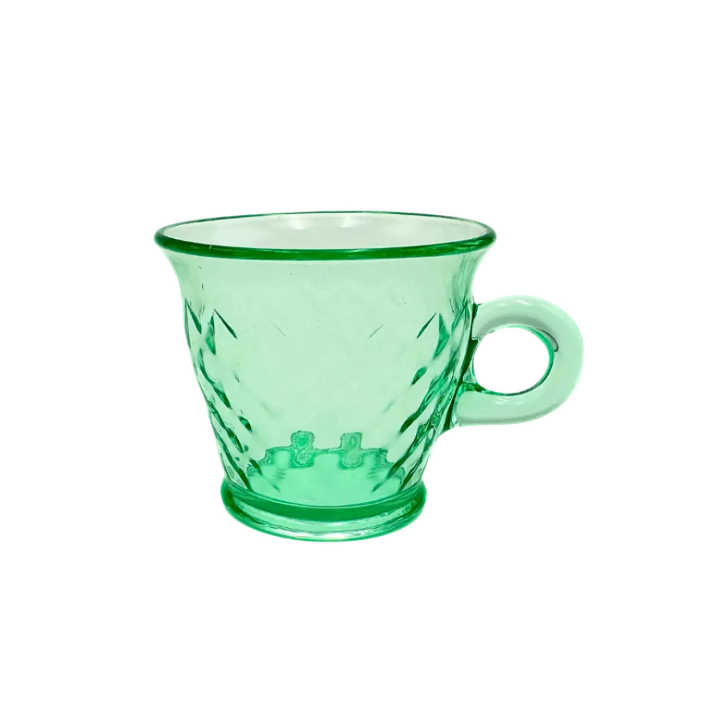 Vaseline Uranium Glass Teacup and Saucer