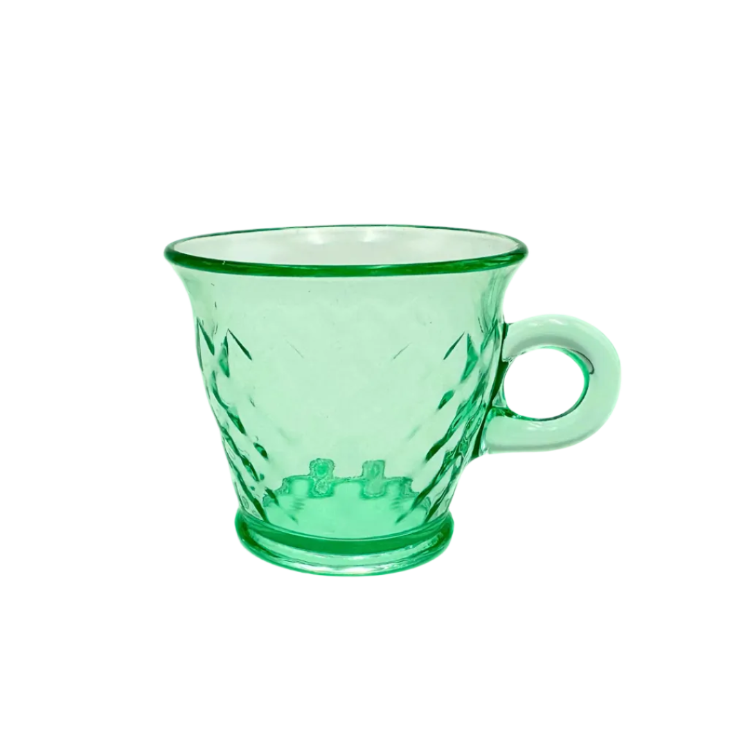 Vaseline Uranium Glass Teacup and Saucer