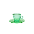 Vaseline Uranium Glass Teacup and Saucer