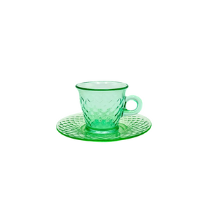 Vaseline Uranium Glass Teacup and Saucer
