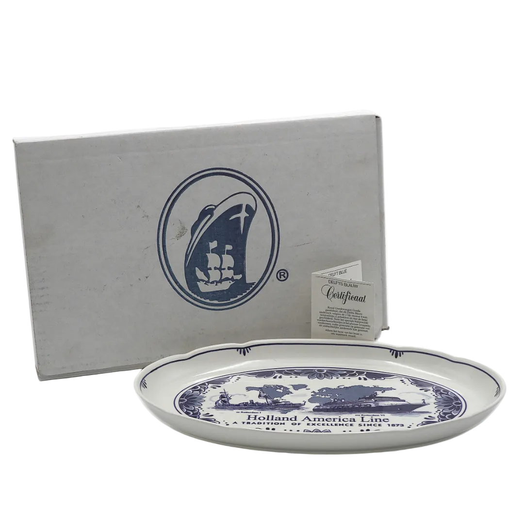Royal Goedewaagen Blue Delft Holland America Line Platter – Dutch Maritime Commemorative with Certificate