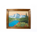 Signed Mountain Lake Landscape Painting