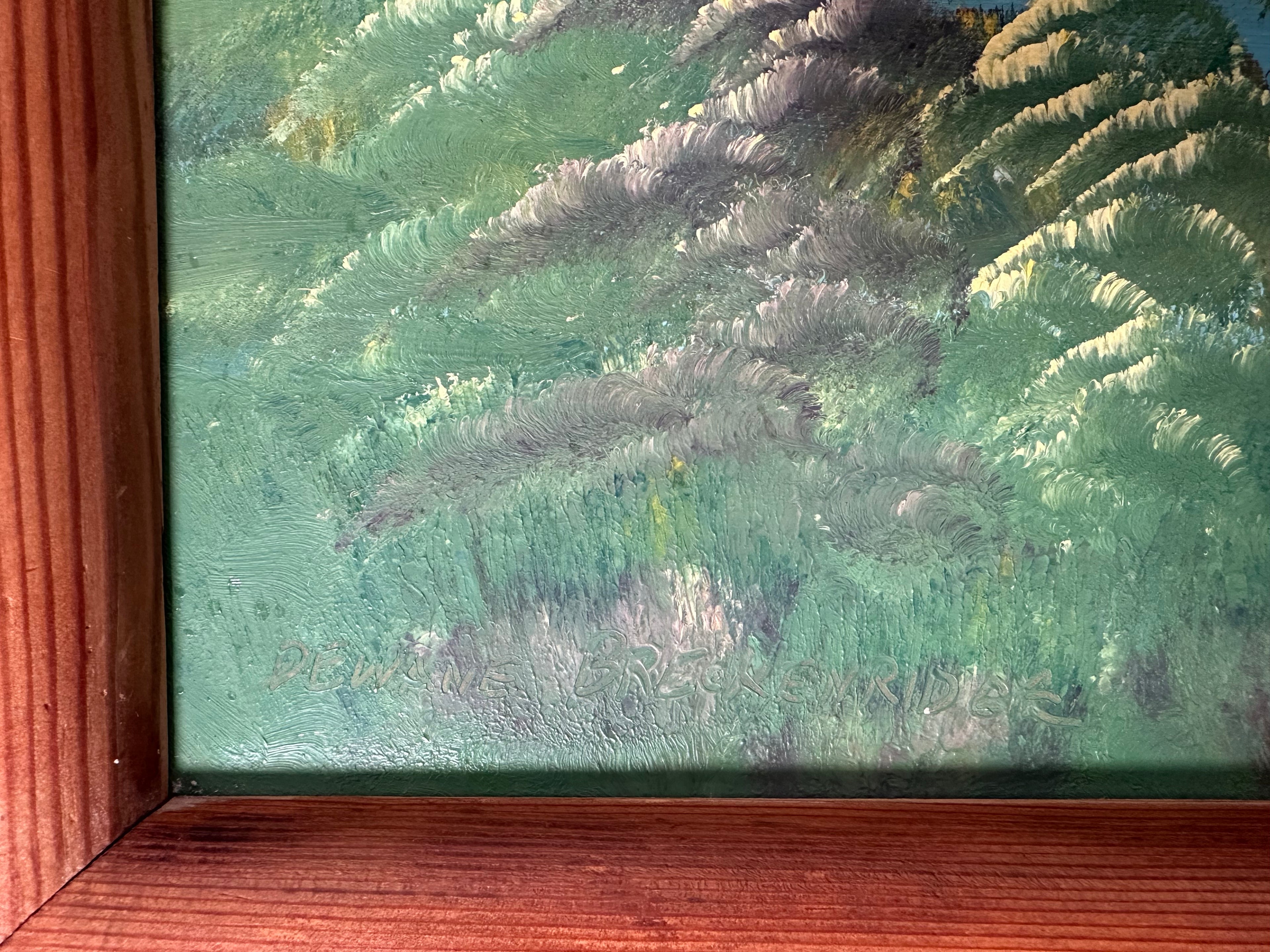 Vintage Signed Landscape Painting by Dewane Breckenridge Mountain Lake Scene