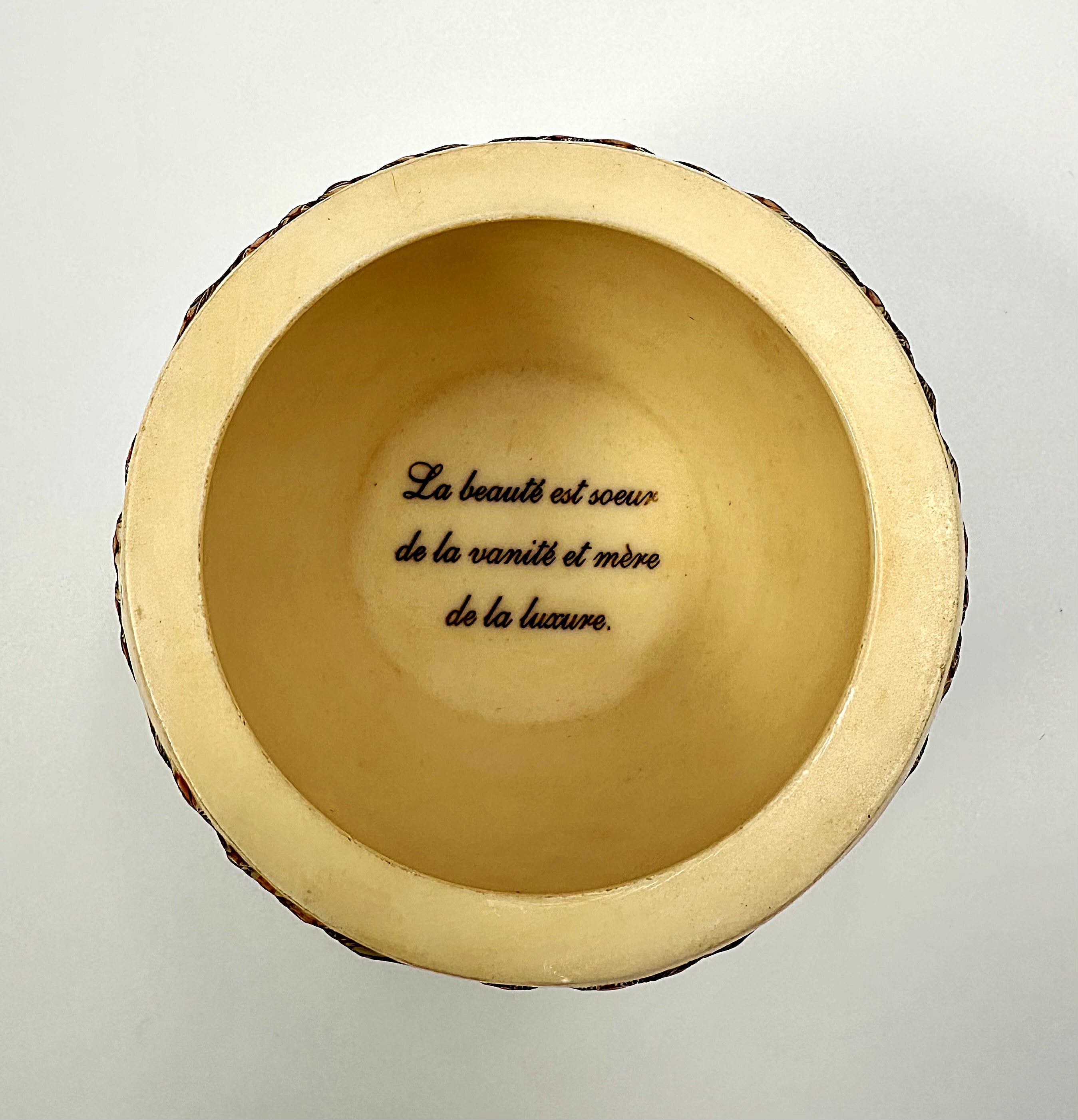 Vintage Alabaster Peacock Lidded Jar Jardinia Eye of the Beholder