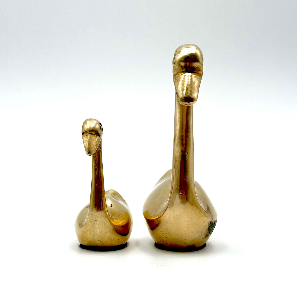 Brass Swan Figurine Pair
