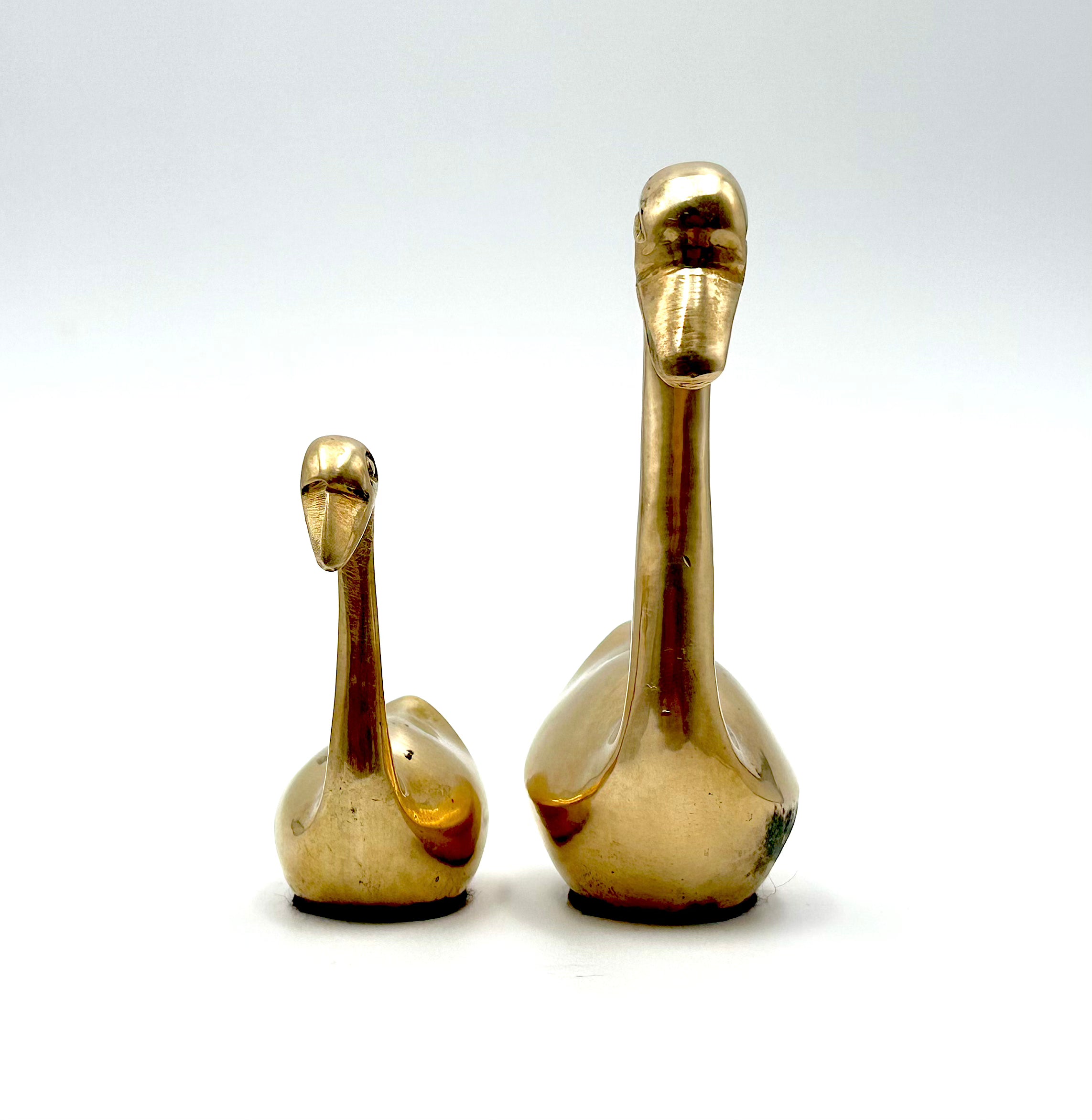 Brass Swan Figurine Pair