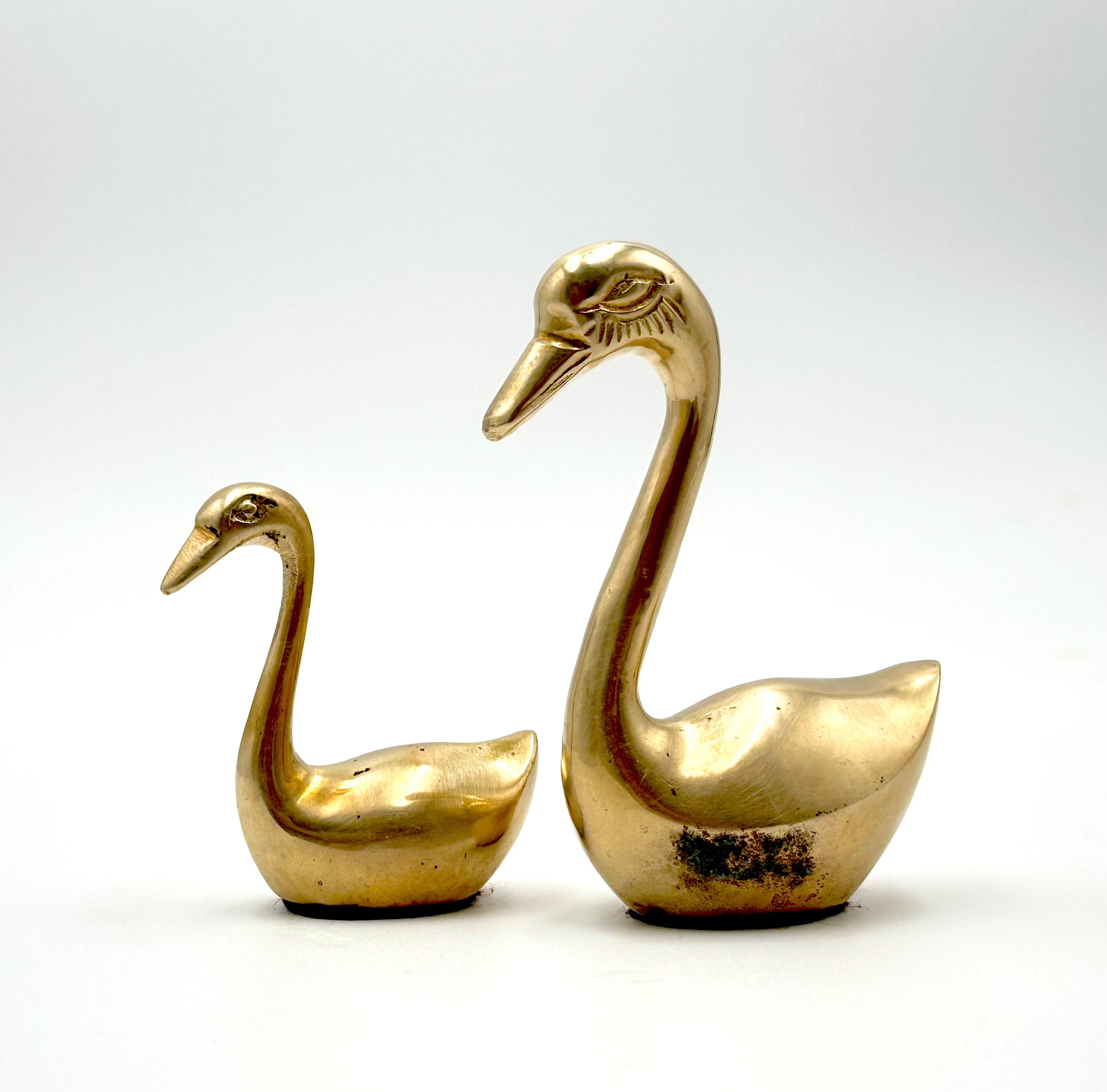 Brass Swan Figurine Pair