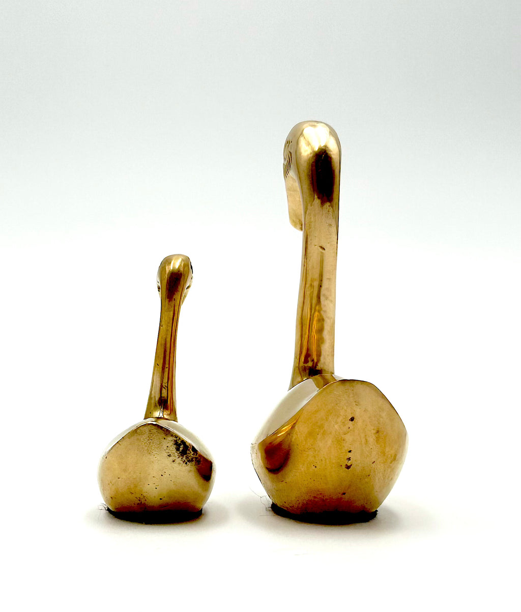 Brass Swan Figurine Pair