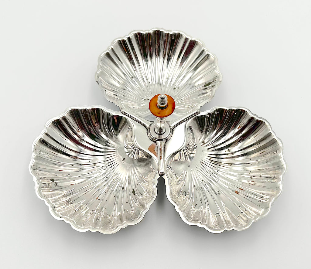 International Silverplate Divided Seashell Serving Dish
