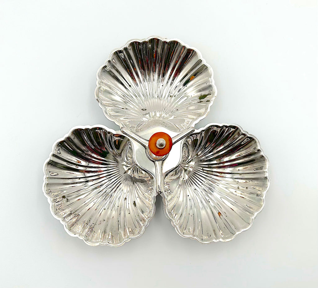 International Silverplate Divided Seashell Serving Dish