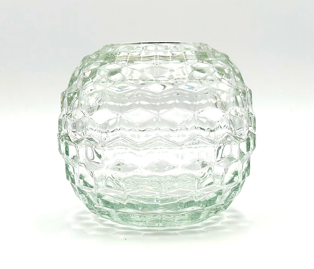 Homco Glass Fairy Lamp Clear Diamond Pattern
