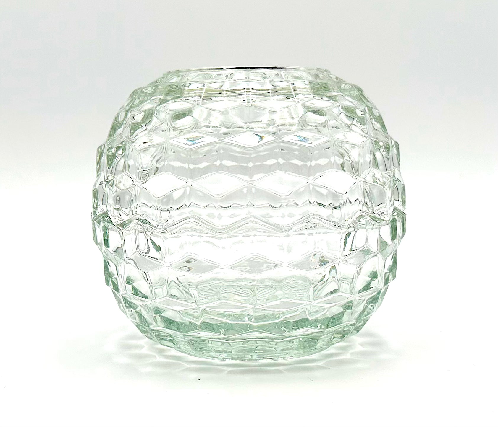 Homco Glass Fairy Lamp Clear Diamond Pattern