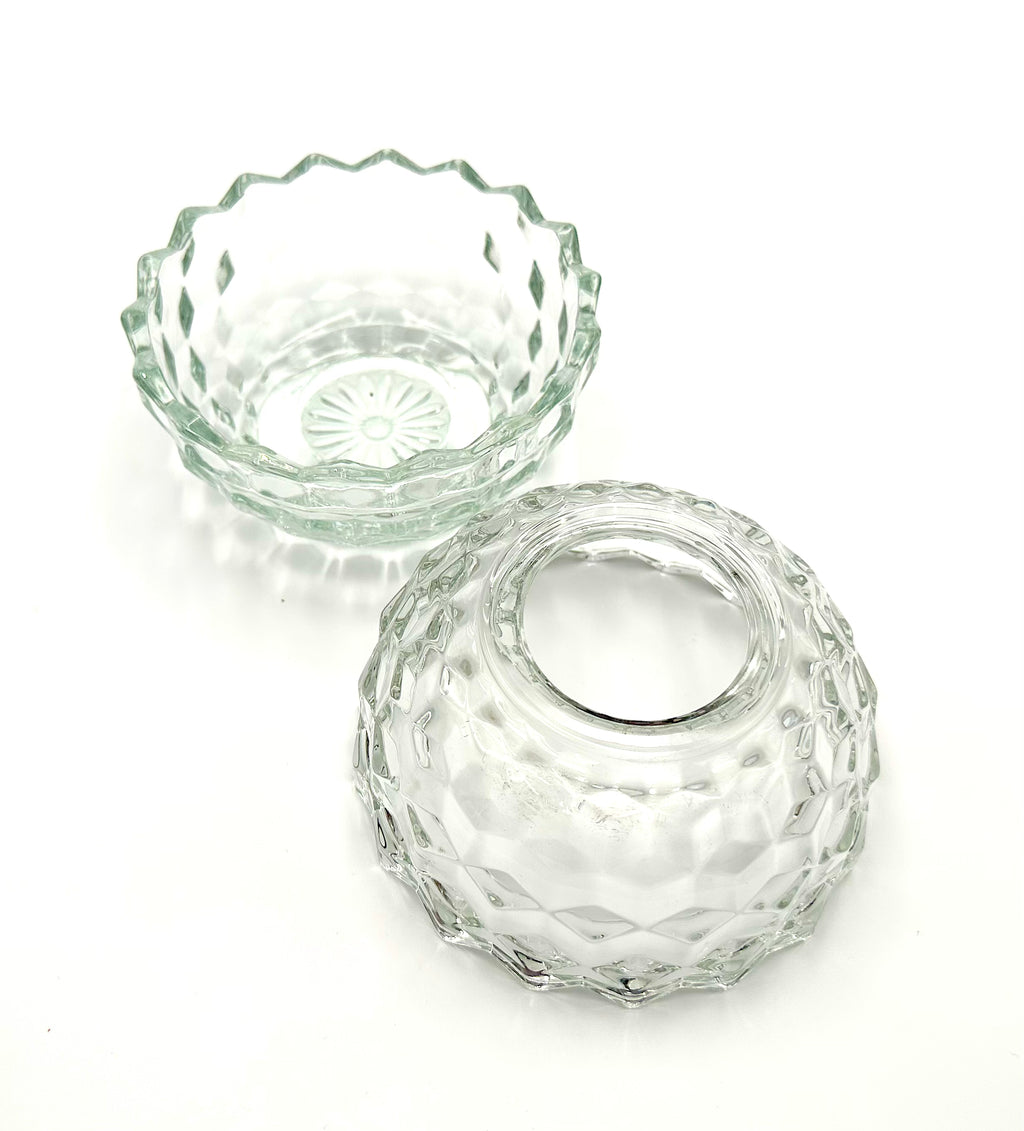 Homco Glass Fairy Lamp Clear Diamond Pattern