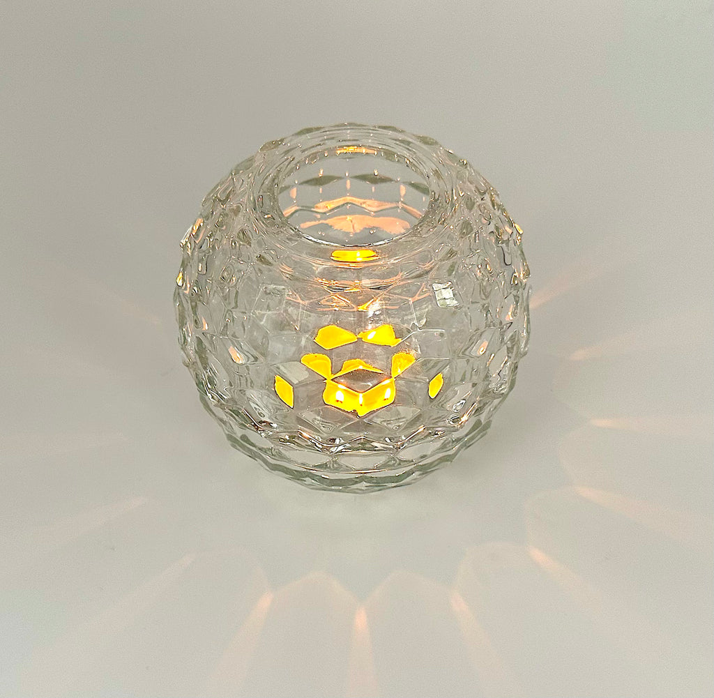 Homco Glass Fairy Lamp Clear Diamond Pattern