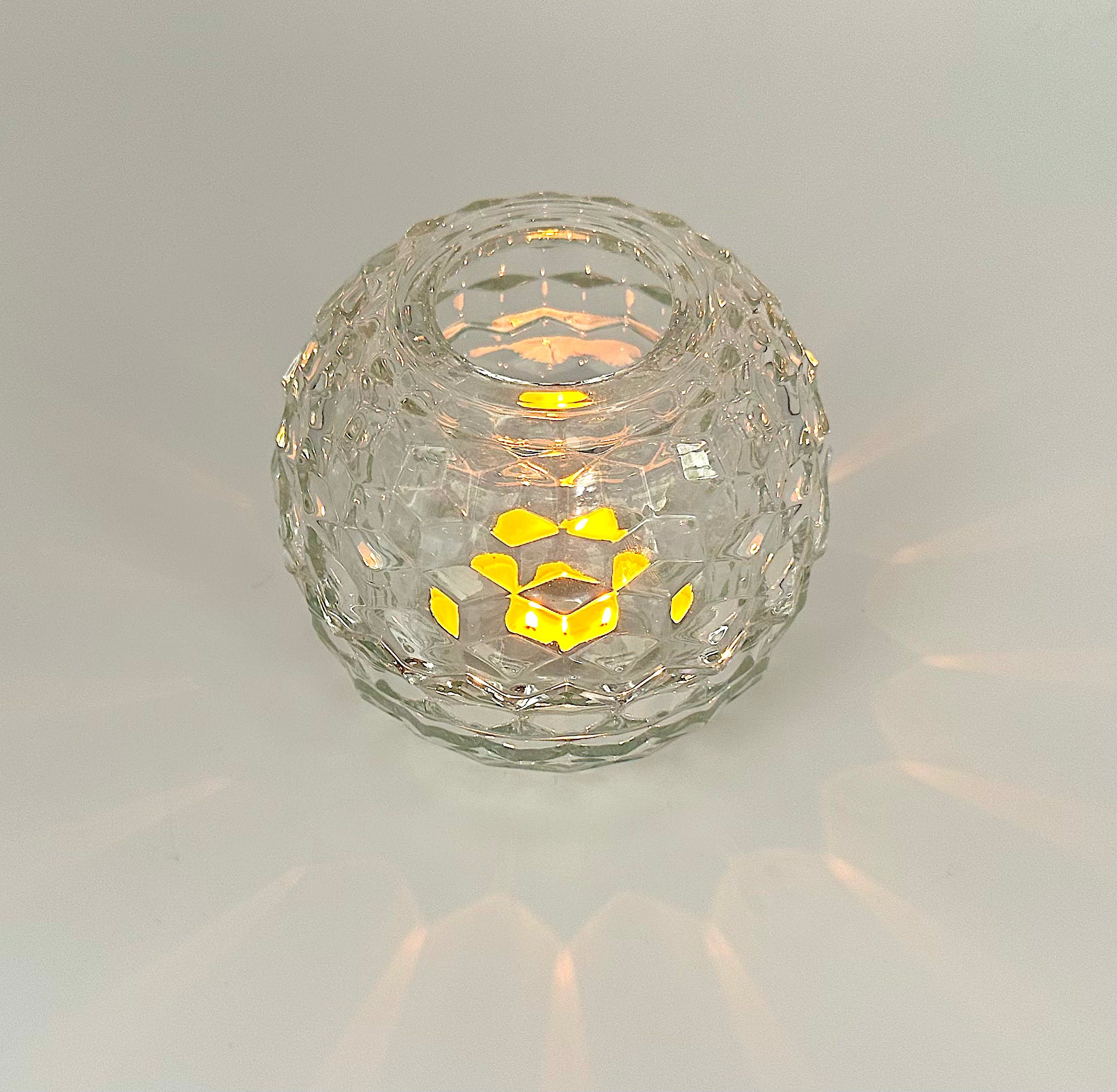 Homco Glass Fairy Lamp Clear Diamond Pattern