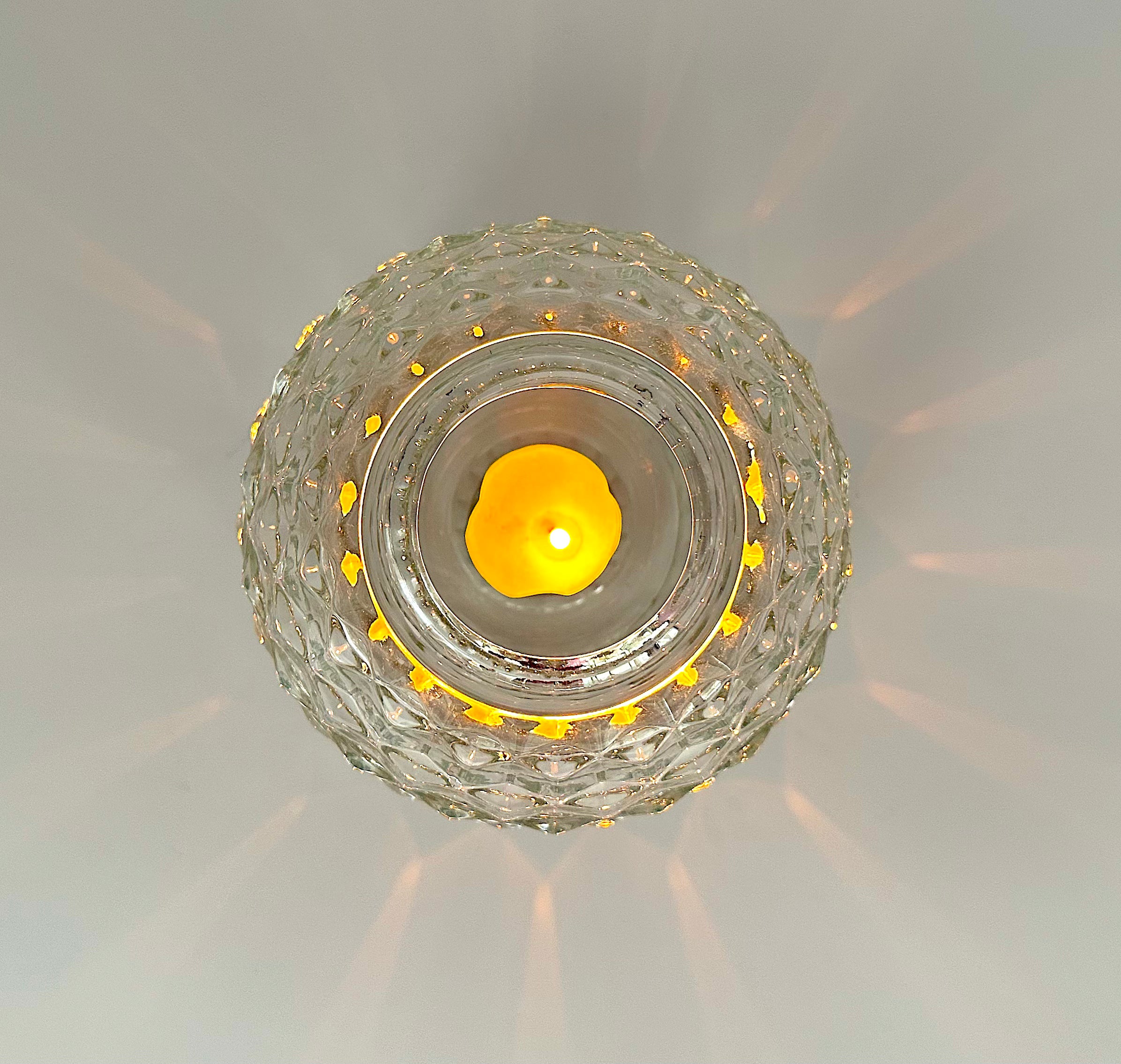 Homco Glass Fairy Lamp Clear Diamond Pattern