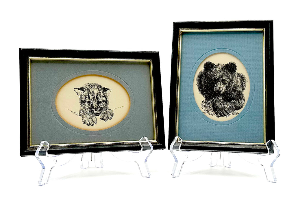 Vintage Signed Snow 1977 Animal Drawings