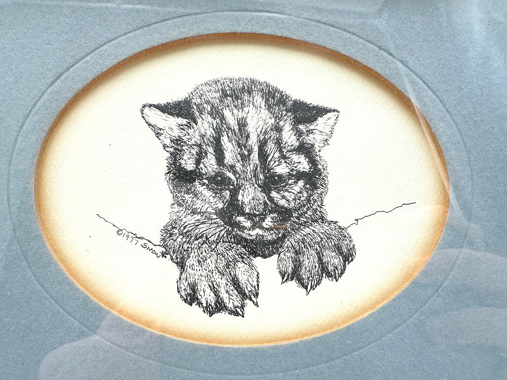 Vintage Signed Snow 1977 Animal Drawings