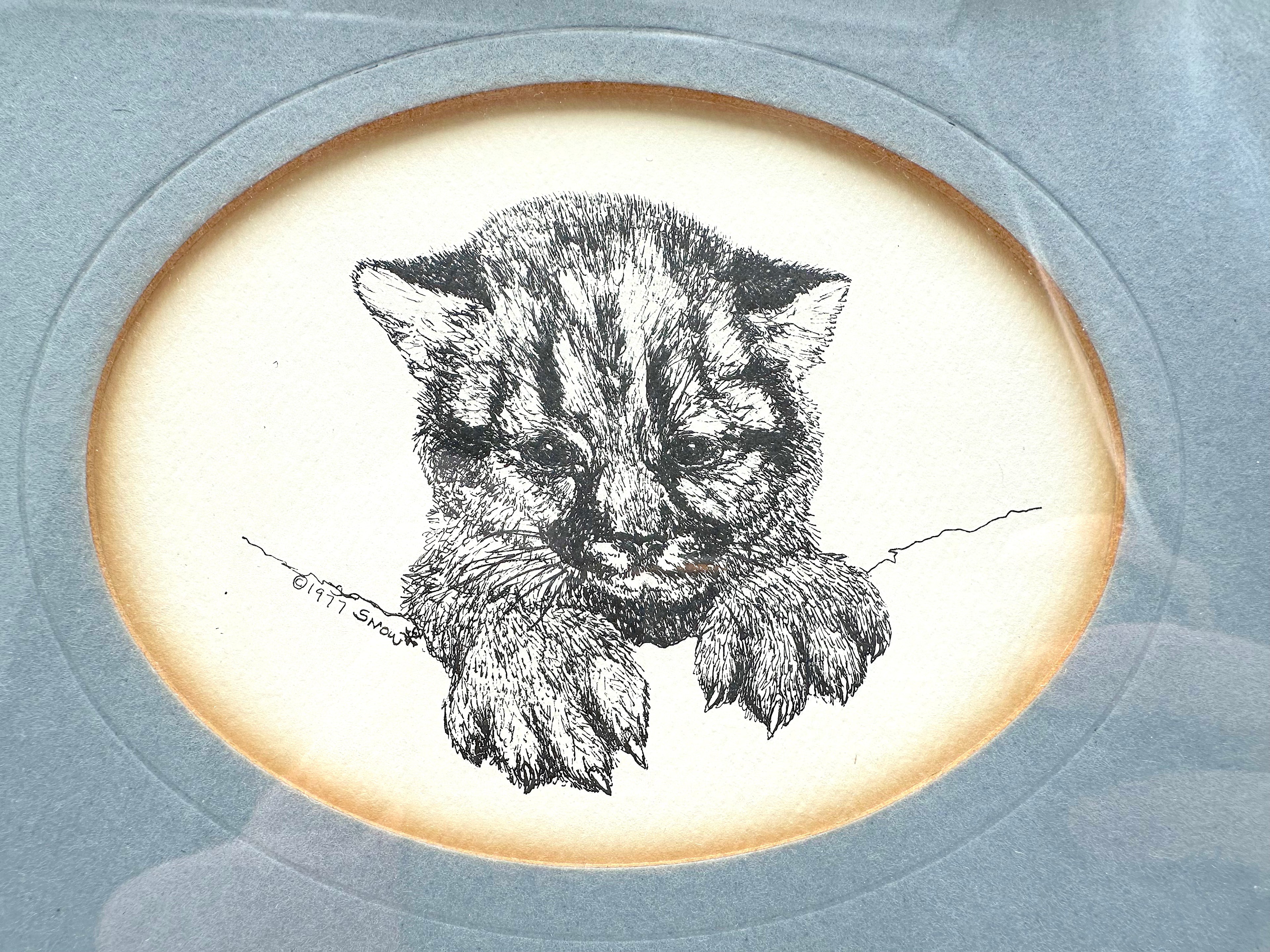 Vintage Signed Snow 1977 Animal Drawings