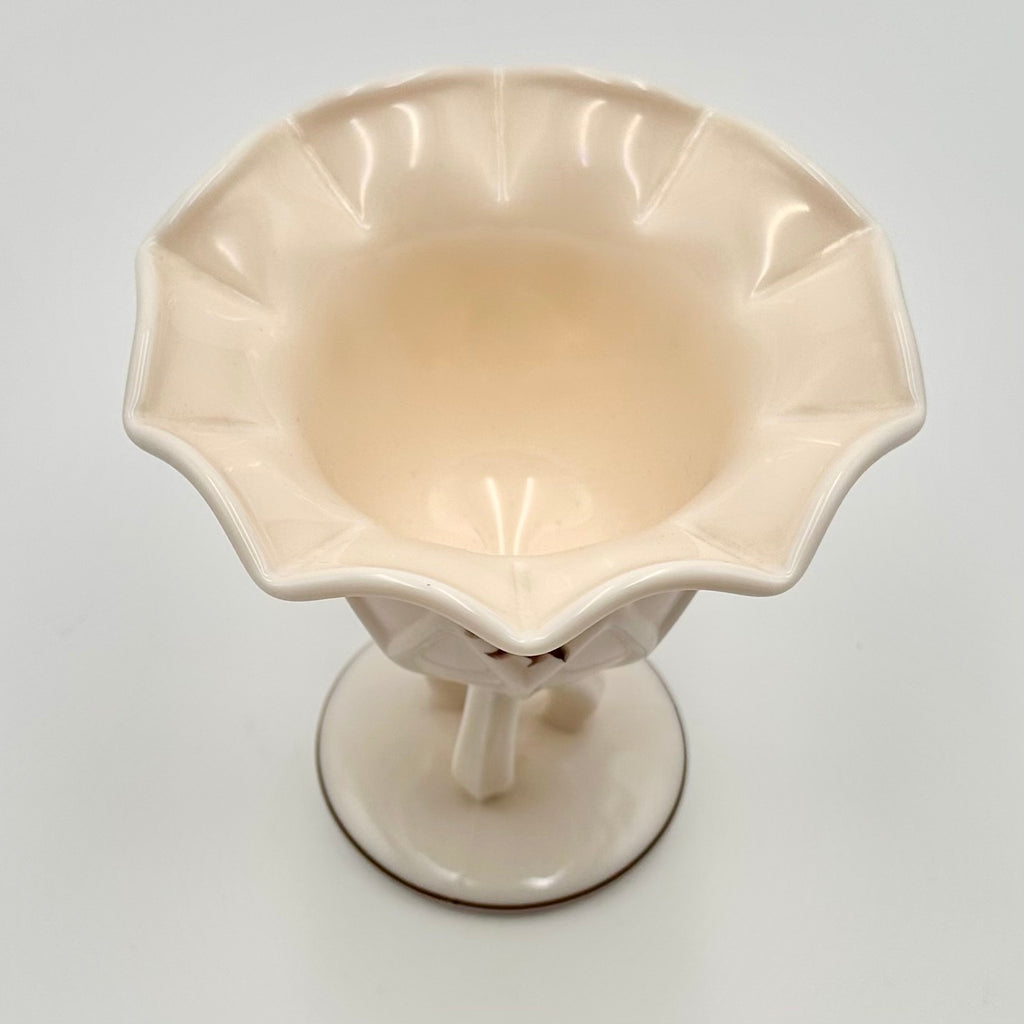 Westmoreland Hand Painted Almond Milk Glass Compote Pedestal Dish