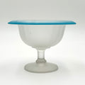 Tiffin Satin Blue Rimmed Glass Compote Dish
