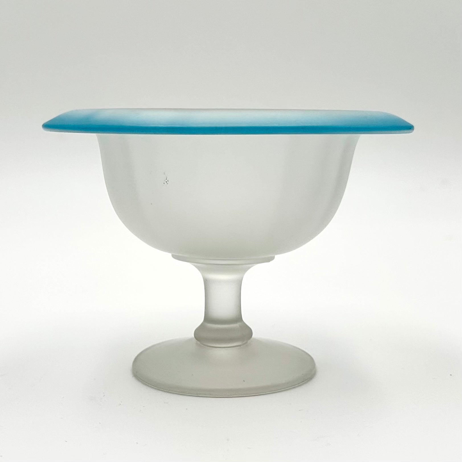 Tiffin Satin Blue Rimmed Glass Compote Dish