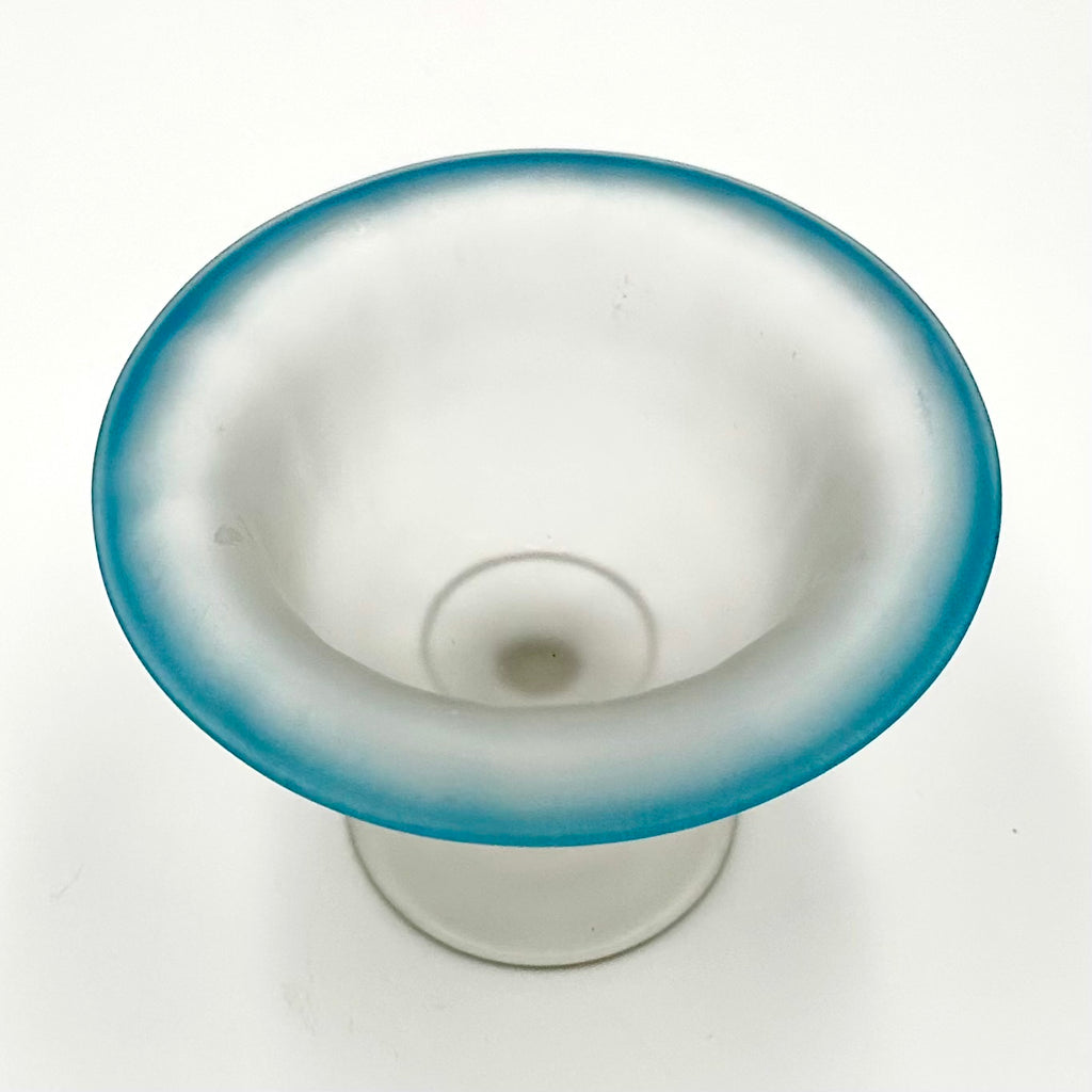 Tiffin Satin Blue Rimmed Glass Compote Dish