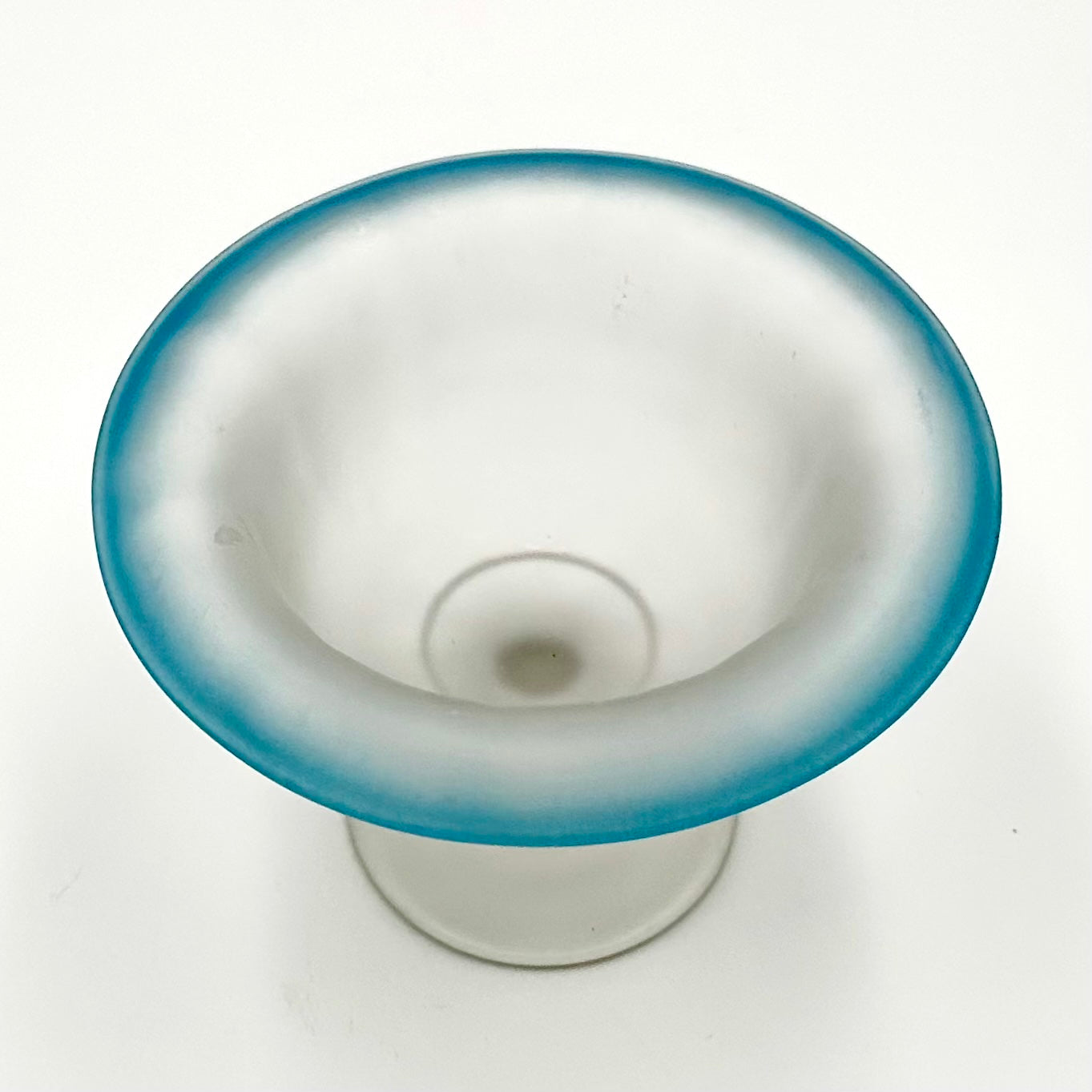 Tiffin Satin Blue Rimmed Glass Compote Dish