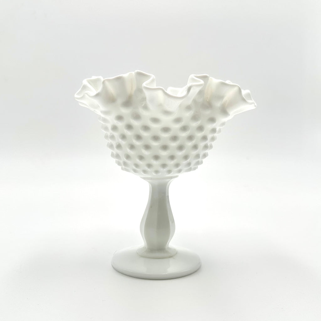 Fenton Milk Glass Hobnail Compote Dish