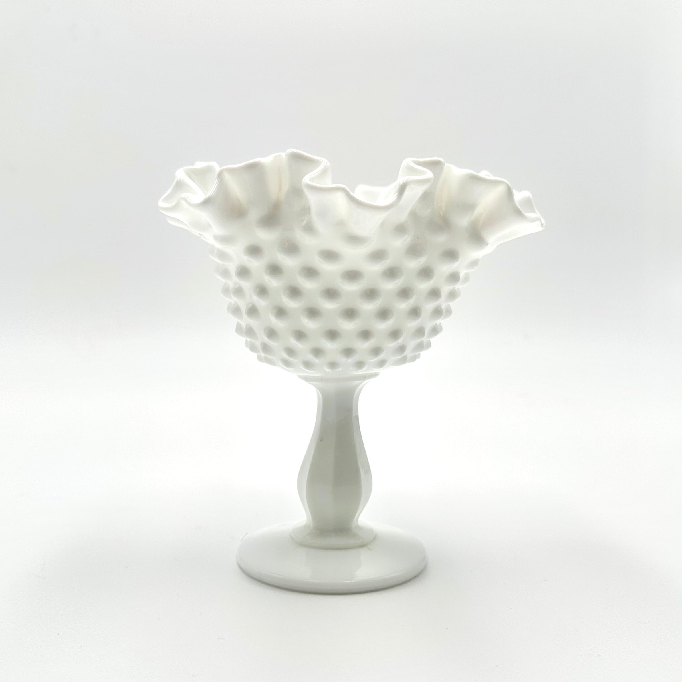 Fenton Milk Glass Hobnail Compote Dish